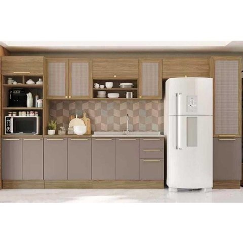 Cozinha Modulada Completa Botanic 8 Peças (3aéreos+2balcões+2paneleiros+1complemento) S/pia M658