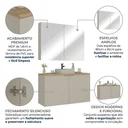 Ver imagem 4 de Conjunto Gabinete de Banheiro com Cuba e Espelheira em MDF Suspenso 110cm Nature Panna/Carvalho