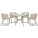 Ver imagem 1 de Mesa com 4 Cadeiras de Jantar Roma 100cm e Noronha em Aluminío Fendi Corda Nautica Estofado 7 Trama