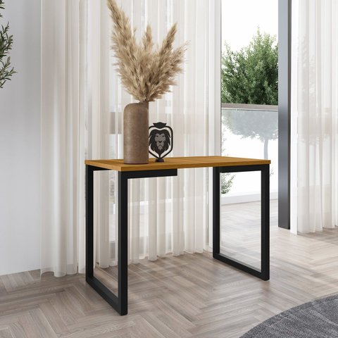 Mesa Lateral Industrial em MDF 58cm x 50cm Innovare Marrom Preto/Nature