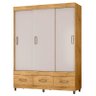 Guarda Roupa Casal 20033 com Cômoda 8000 Flex e Multiuso 6020 Freijó Baunilha - Araplac - 4