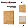 Guarda Roupa Casal 20033 com Cômoda 8000 Flex e Multiuso 6020 Freijó Baunilha - Araplac - 6