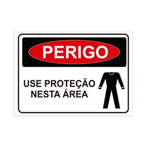 Placa de Sinalização Perigo Use Proteção Nesta Área em Pvc
