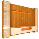 Ver mais imagens de Rack Painel Ripado para TV até 84 Polegadas com LED 100% MDF 304,8cmx237cm Pés em Madeira Maciça Nobre Clean Luminare Marrom Naturale/Off White