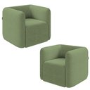 Ver imagem 1 de Kit 2 Poltronas Decorativas Sala de Estar Trinidad Base Fixa Bouclê Verde Oliva G33 - Gran Belo