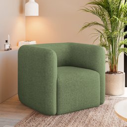 Kit 2 Poltronas Decorativas Sala de Estar Trinidad Base Fixa Bouclê Verde Oliva G33 - Gran Belo - 3