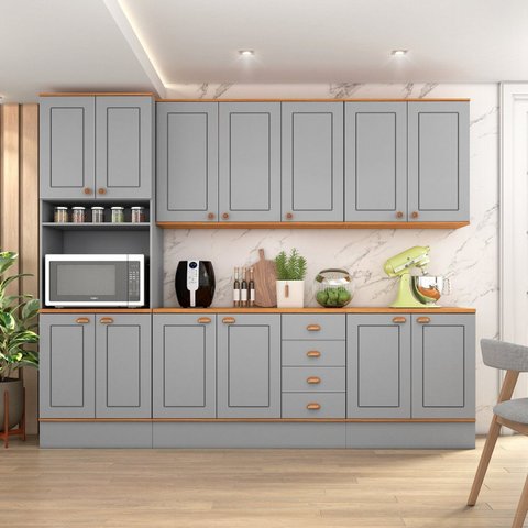 Cozinha Modulada c/T 6 Peças Aspen Cinza