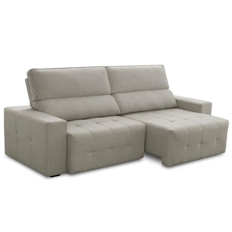 Sofá 3 Lugares Retrátil Reclinável para Sala de Estar 230cm Byron F04 Linho Bege - Lyam Decor