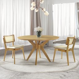 Mesa de Jantar Redonda 120cm Madeira 4 lugares Orion - Imbuia Bahia - 2