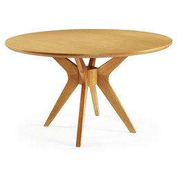 Mesa de Jantar Redonda 120cm Madeira 4 lugares Orion - Imbuia Bahia - 1