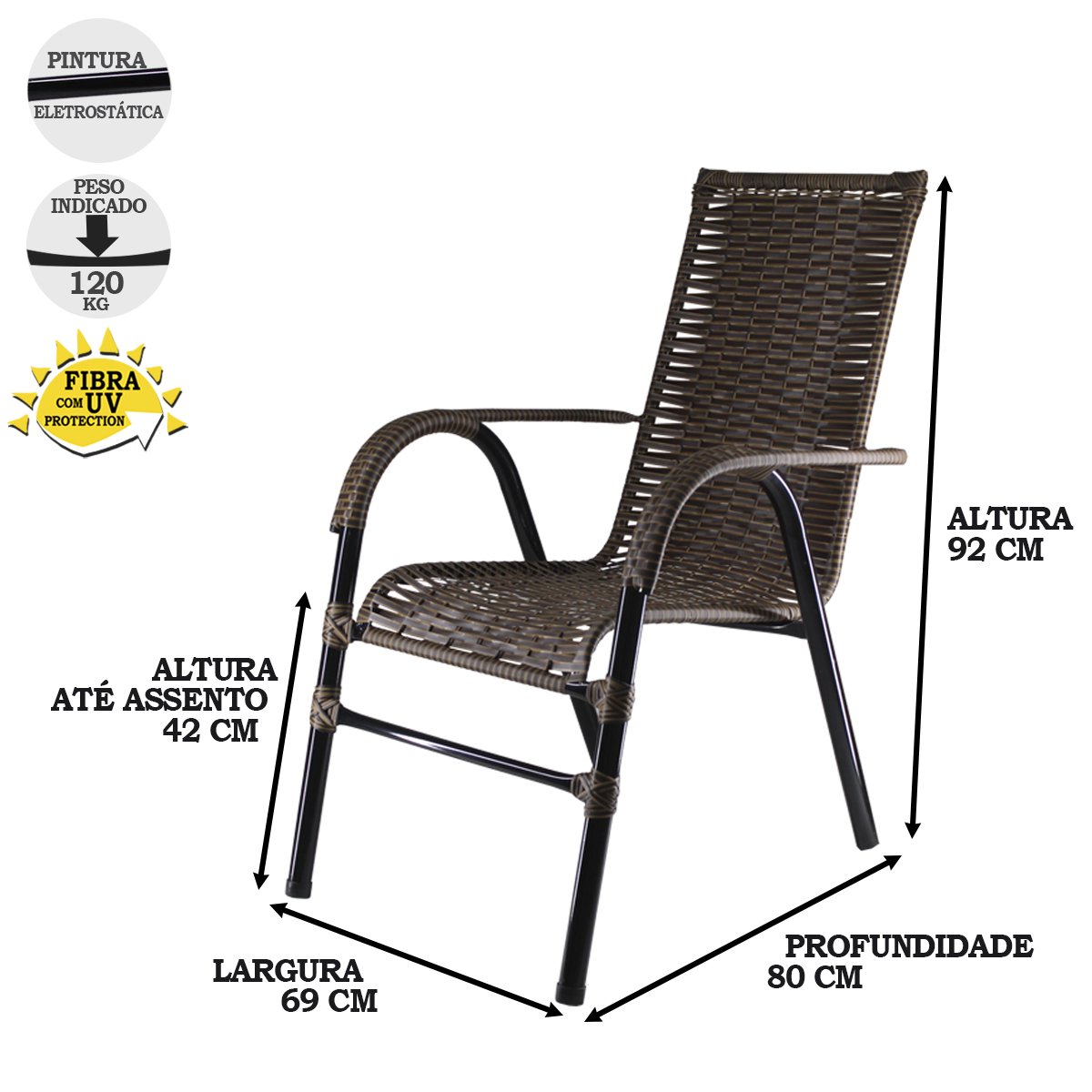 Conjunto 4 Cadeiras Bela, Artesanal, em fibra sintética, cor Argila - PANERO 05 - 3
