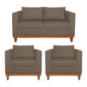 Ver imagem 1 de Kit Sofá 3 Lugares e 2 Poltronas Europa 180 cm Estilo Conforto e Elegância Suede - Doce Sonho Móveis