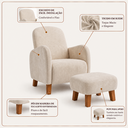 Ver imagem 2 de Poltrona Amamentação Viena Suede + Puff Macio Quarto Bebe:Bege
