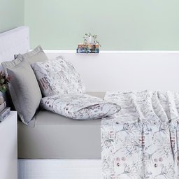Jogo de Cama Lençol Maggy King 4 Peças Percale 200 Fios Estampado Protea Floral Cinza 80% Algodão - 3