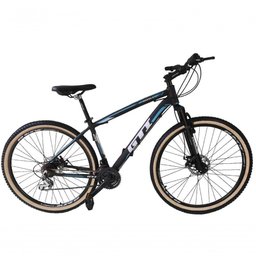 Bicicleta Aro 29 Gti Roma Alumínio 21v Freio a Disco Garfo Suspensão Pneu Faixa Bege - Preto/azul - 1