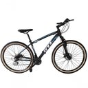 Ver imagem 1 de Bicicleta Aro 29 Gti Roma Alumínio 21v Freio a Disco Garfo Suspensão Pneu Faixa Bege - Preto/azul