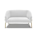 Ver imagem 3 de Sofá Namoradeira 2 Lugares Pé Ferro Dourado Stella Bouclê D03 - D'Rossi Cor Off White