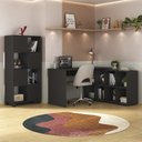 Ver imagem 2 de Mesa Escrivaninha em L Eron e Estante Livreiro Maly A06 Preto - Mpozenato
