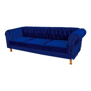 Dois Sofás Chesterfield Duque 3 lugares 2,30 - Suede Azul Marinho / sala de estar, recepçã