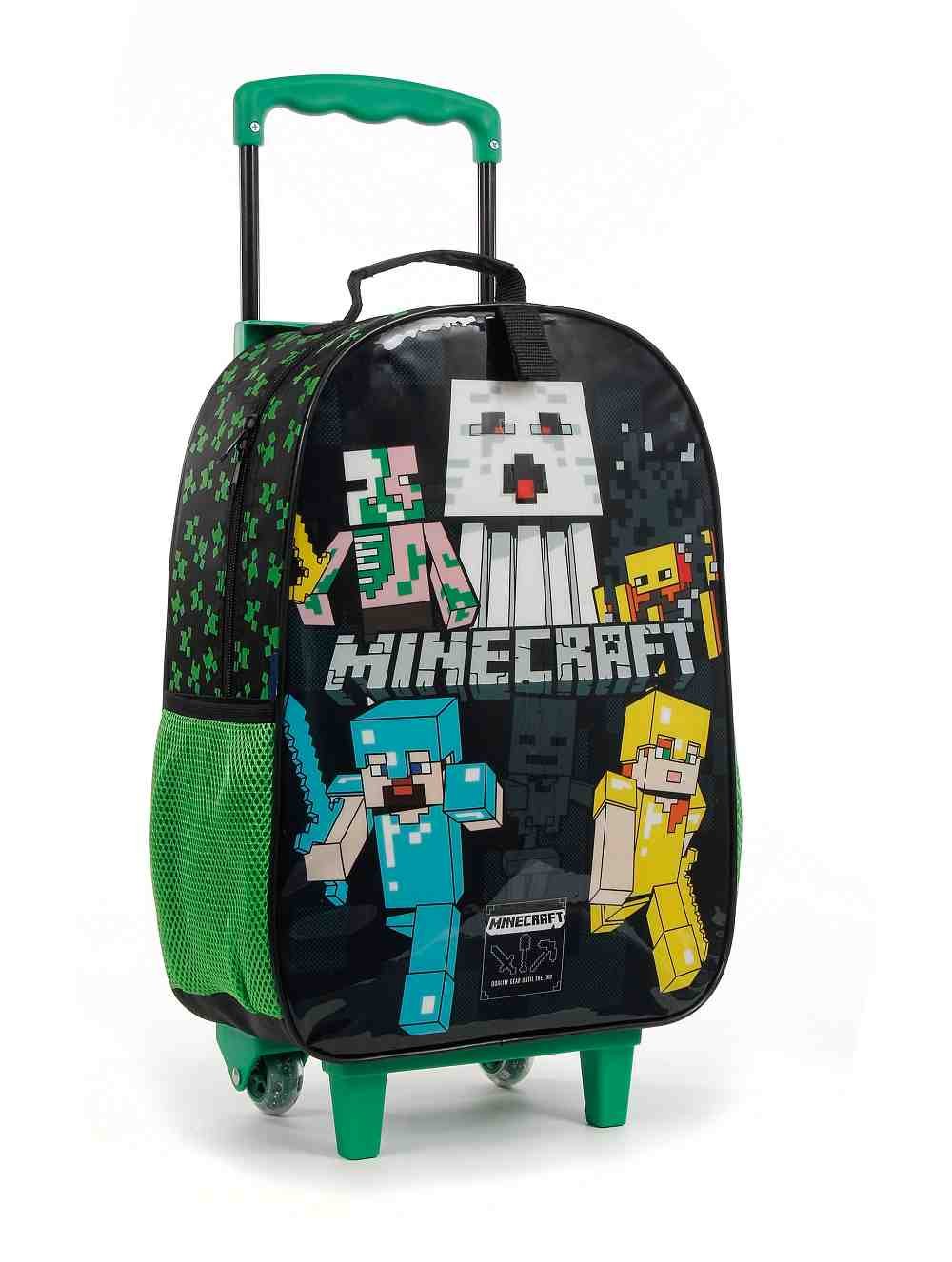 Mochila com carrinho Escolar Minecraf - 60540 - Preto - 2