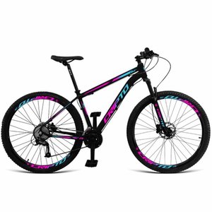 Bicicleta Aro 29 Cripto 27 Marchas Freio Hidráulico Trava-k7 - - 17" Preto-azul e Rosa