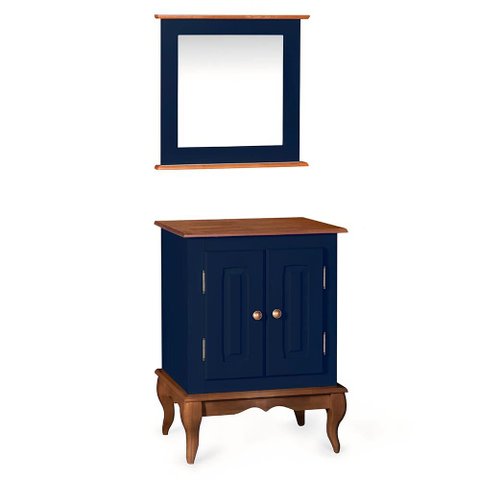 Gabinete para Banheiro 2 Portas com Espelheira Dália 3057 - Azul Petróleo/imbuia Glazer