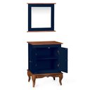 Ver imagem 2 de Gabinete para Banheiro 2 Portas com Espelheira Dália 3057 - Azul Petróleo/imbuia Glazer