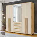 Ver imagem 1 de Guarda-Roupa Casal 5 Portas 1 Porta com Espelho com 3 Gavetas Las Vegas Iii Bege/Cinamomo/Ofwhite
