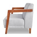 Ver imagem 5 de Kit 02 Poltronas Decorativa Natália Linho Base em Madeira Castanho - Pallazio