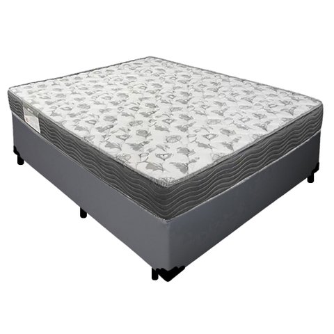 Cama Box Casal Sintético + Colchão de Espuma D33 - Sereneprime - 138cm Cinza