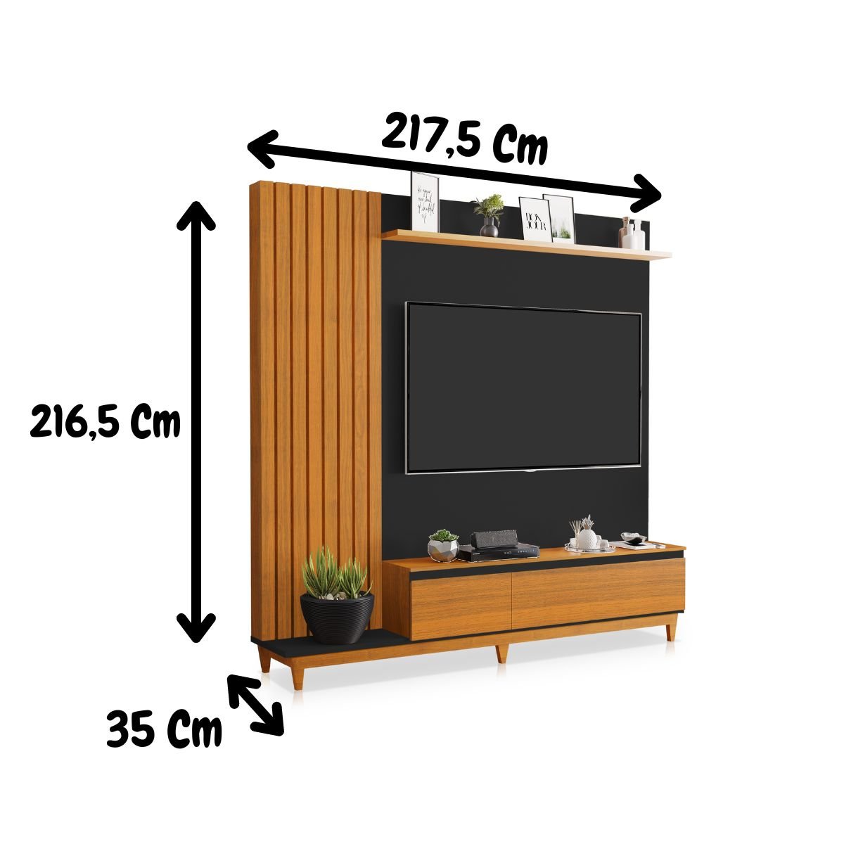 Painel Tv Grande 65 Polegadas Ripado Jakarta Luapa Moveis - 5