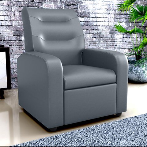 Poltrona Reclinável Decorativa Jersey Sintético Chumbo