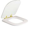 Assento Sanitário Poliéster Antibacteriano Piano Branco para Vaso Deca com Ferragem Dourada - 6