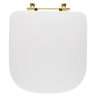Assento Sanitário Poliéster Antibacteriano Piano Branco para Vaso Deca com Ferragem Dourada - 5