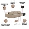 Sofá Ilha 3 Lugares Living 312cm Modulado Lary Linho Bege Pu Pto K01 - D'rossi - 5