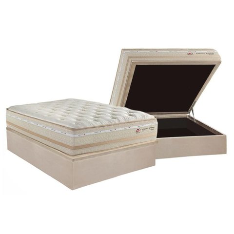 Conjunto Box Baú Casal: Colchão Molas Herval Maxspring C1626 + Base Crc Suede Clean (138x188)