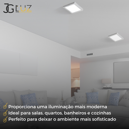 Kit 10 Painel Led Recuado Sobrepor 24w Plafon Quadrado - Branco - Branco Neutro 4000k - 110v/220v - 6