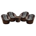 Ver imagem 1 de Conjunto de Poltronas Fibra Sintética Bola - 4 Poltronas + 1 Mesa Centro - Tecido Illimani Preto