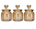 Ver imagem 1 de Jogo 3 Potes Vidro Hermético Âmbar Decor Afeto Coração 650ml