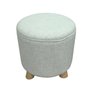 Puff Cilindro 45cm Linho Pés Madeira B3 Móveis: Linho Bege - 1