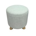 Ver imagem 1 de Puff Cilindro 45cm Linho Pés Madeira B3 Móveis: Linho Bege