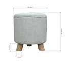Ver imagem 2 de Puff Cilindro 45cm Linho Pés Madeira B3 Móveis: Linho Bege