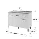 Ver imagem 3 de Balcão para Pia de Cozinha Multifuncional - Branco