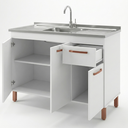 Ver imagem 2 de Balcão para Pia de Cozinha Multifuncional - Branco