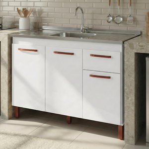 Balcão para Pia de Cozinha Multifuncional - Branco