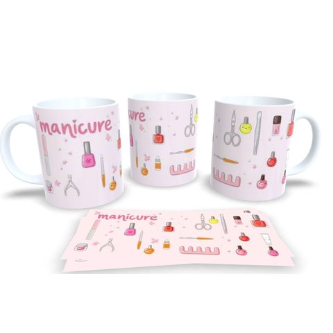 Caneca de Porcelana Branca Personalizada Profissões Manicure