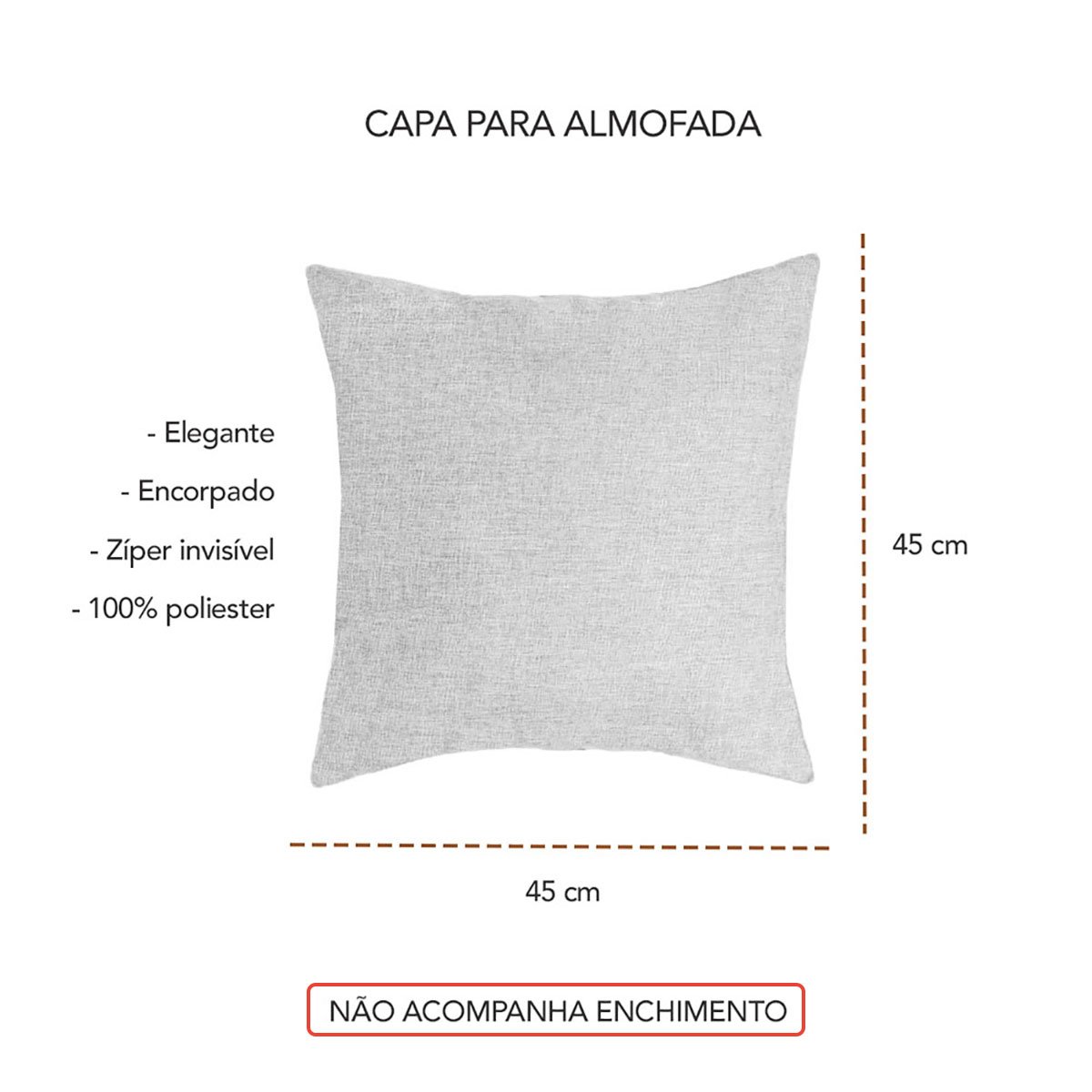 Capa Almofada para Sofa Bege Elegante Tecido Encorpado 45cm - 2