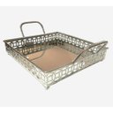 Ver imagem 2 de Bandeja Decorativa Prateada Espelhada Luxo Espressione 24cm Bandeja Prateada, Bandeja Elegante Prate