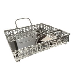 Bandeja Decorativa Prateada Espelhada Luxo Espressione 24cm Bandeja Prateada, Bandeja Elegante Prate - 5
