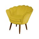 Ver imagem 1 de Poltrona Decorativa Pétala Couro Amarelo Pés Madeira Ms Decor